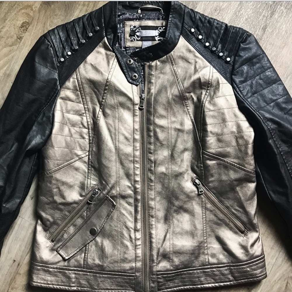 FAUX Leather Bronze + Black Jacket